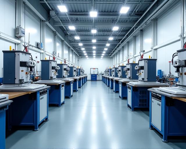 A wide shot of the clean and organized Piston Polish workshop