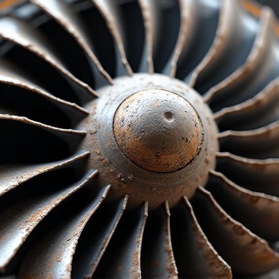 A corroded and dull turbine blade